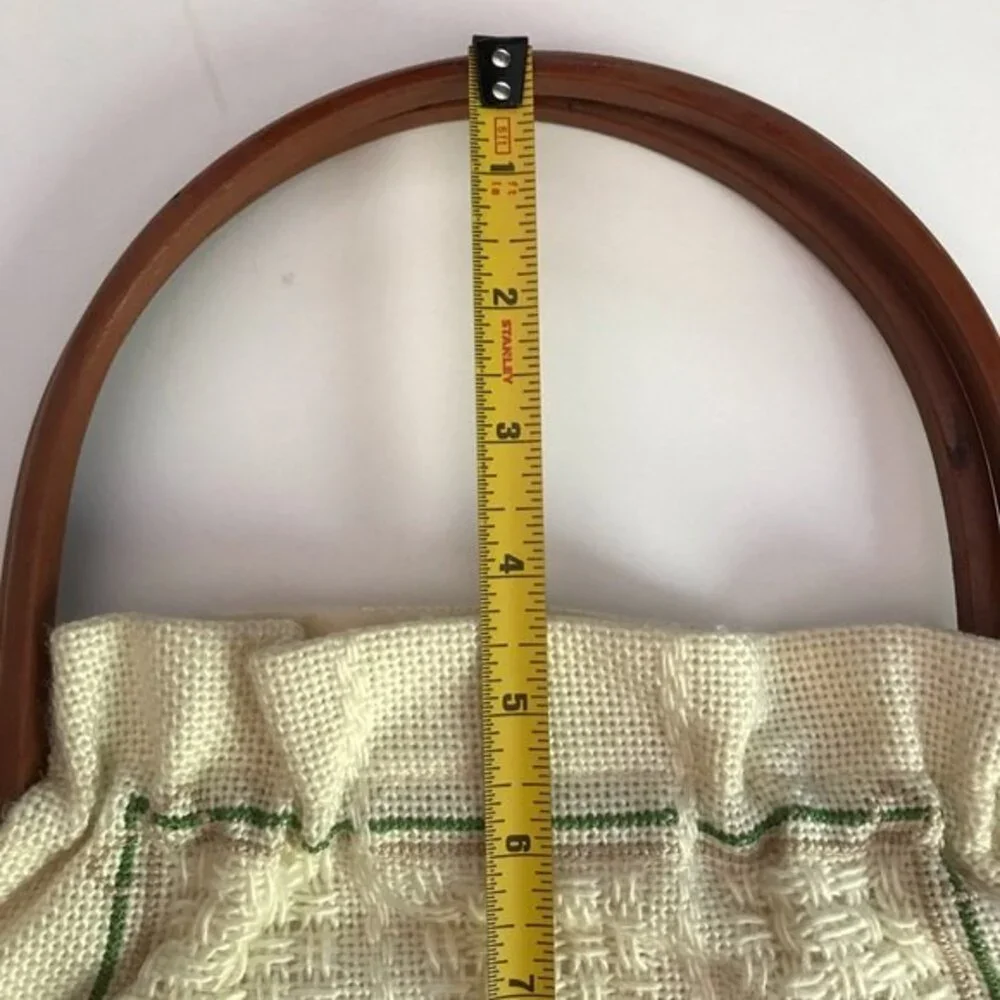 Vintage Custom Made by Cloverly Cottage Cross Stitch Cream Handbag Floral Lined